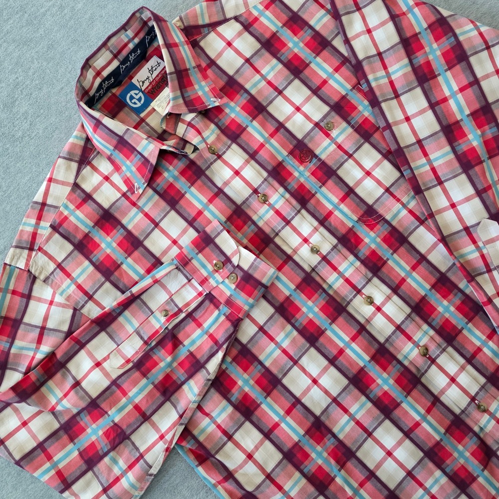Wrangler George Strait Cowboy Cut Western Large Plaid Long Sleeve Shirt Men - Picture 9 of 9